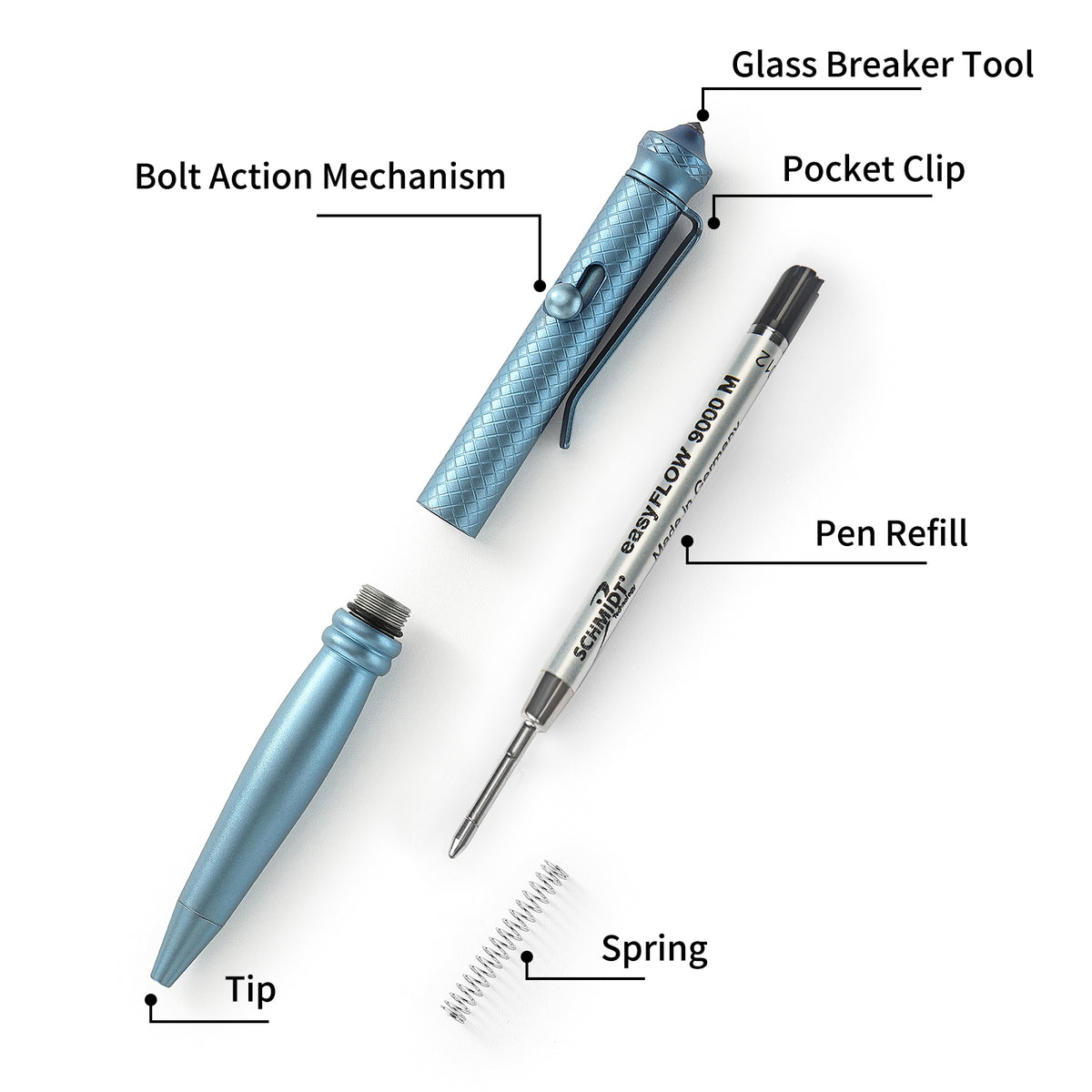 BESTECHMAN SCRIBE BM17B Titanium Pen with Glass Breaker Tool+ Carabine