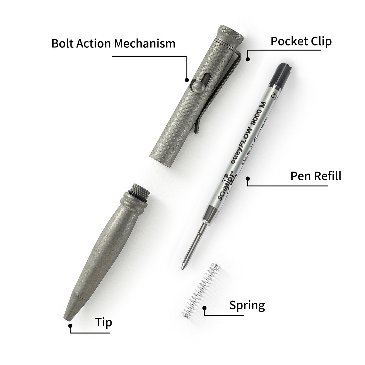 Bestech Knives Bestechman Scribe Pen Gray Titanium Body Construction BTKM16A