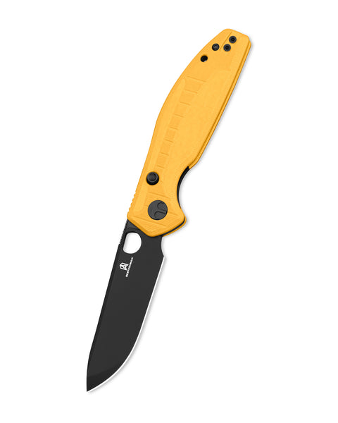 BESTECHMAN Angry Owl BMK12A-2: 3.252" D2 Blade, G10 Scales, Button Lock, Folding Knife