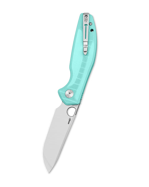 BESTECHMAN Angry Owl BMK12B-1: 3.252" D2 Blade, G10 Scales, Button Lock, Folding Knife