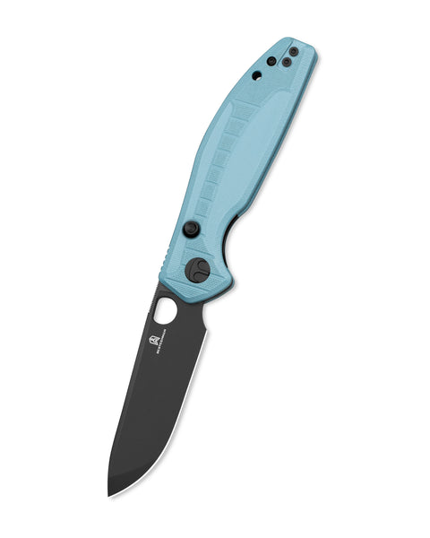 BESTECHMAN Angry Owl BMK12C-2: 3.252" D2 Blade, G10 Scales, Button Lock, Folding Knife