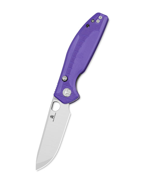 BESTECHMAN Angry Owl BMK12E-1: 3.252" D2 Blade, G10 Scales, Button Lock, Folding Knife