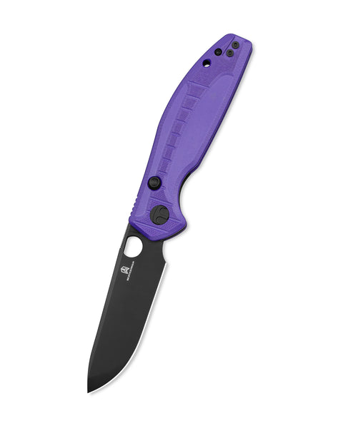 BESTECHMAN Angry Owl BMK12E-2: 3.252" D2 Blade, G10 Scales, Button Lock, Folding Knife