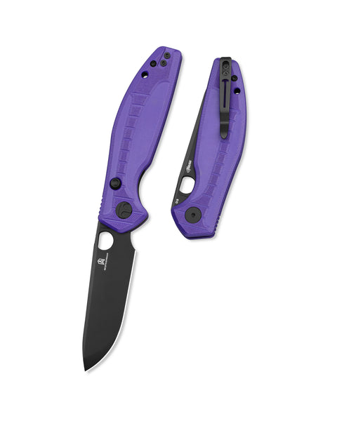 BESTECHMAN Angry Owl BMK12E-2: 3.252" D2 Blade, G10 Scales, Button Lock, Folding Knife