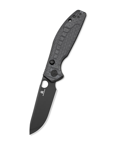 BESTECHMAN Angry Owl BMK12F-2: 3.252" D2 Blade, G10 Scales, Button Lock, Folding Knife