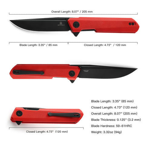 BESTECHMAN DUNDEE BMK01L: 3.35" D2 Steel Blade, G10 Scales, Liner Lock, Flipper