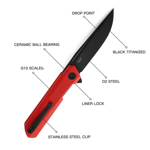 BESTECHMAN DUNDEE BMK01L: 3.35" D2 Steel Blade, G10 Scales, Liner Lock, Flipper